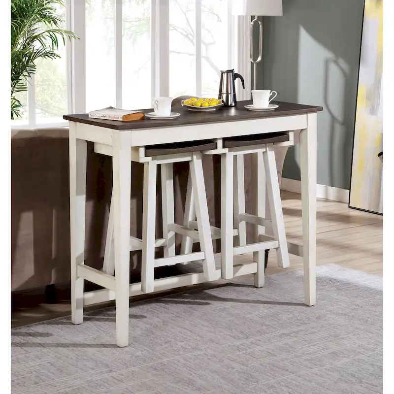 Flaros Transitional Solid Wood 3-Piece Bar Table Set by Furniture of America
