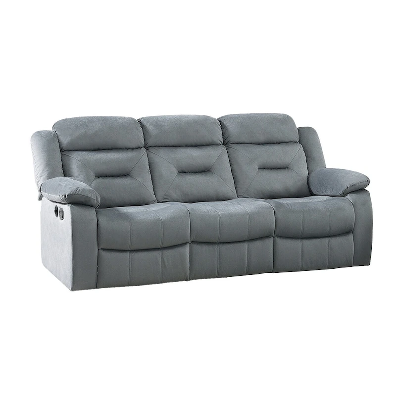 Velvet Upholstered Manual Motion Recliner Sofa with USB Port