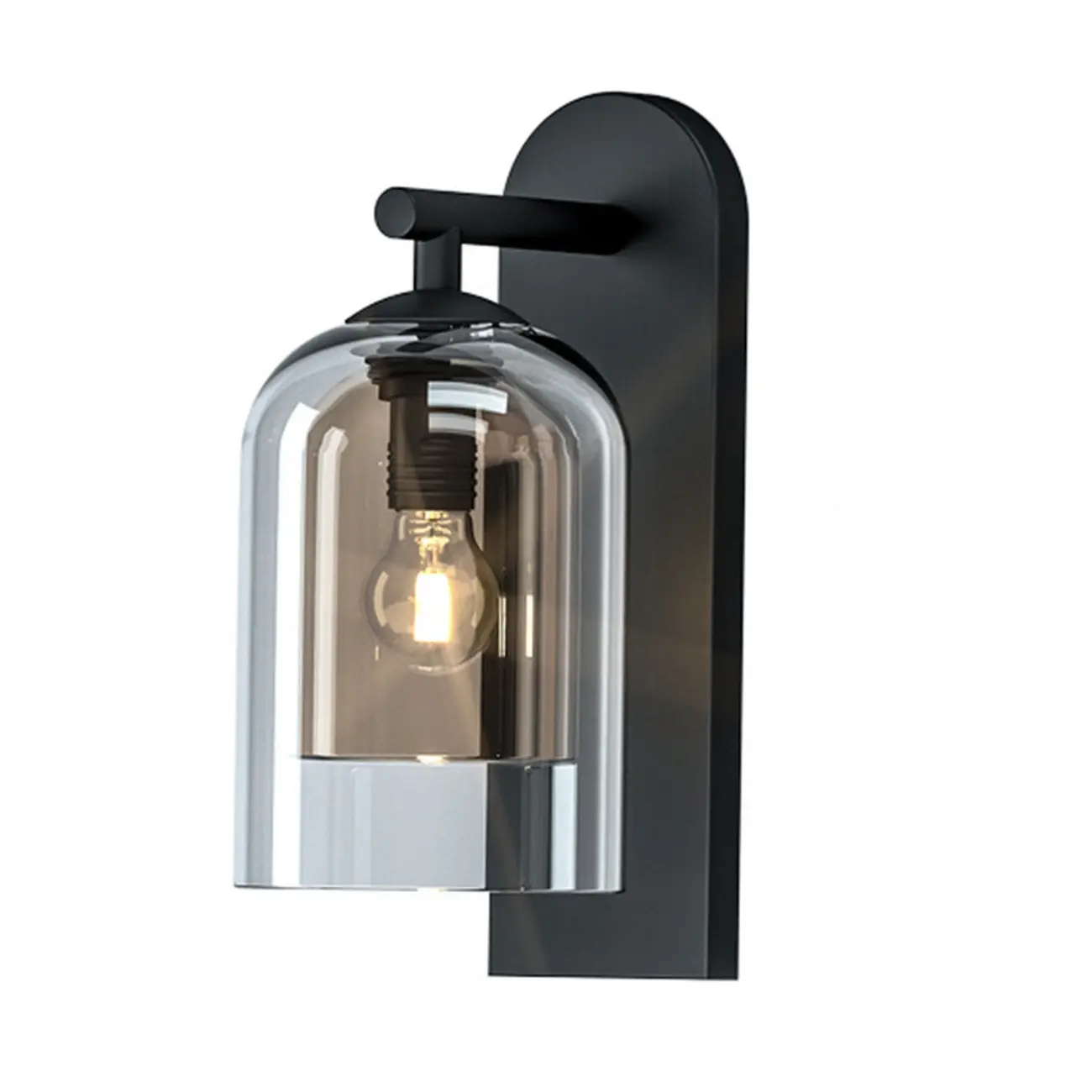 1-Light Double Shade Glass Ambient Wall Sconce