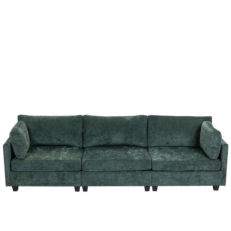 111.42  Chenille Upholstered Three Seater Sofa