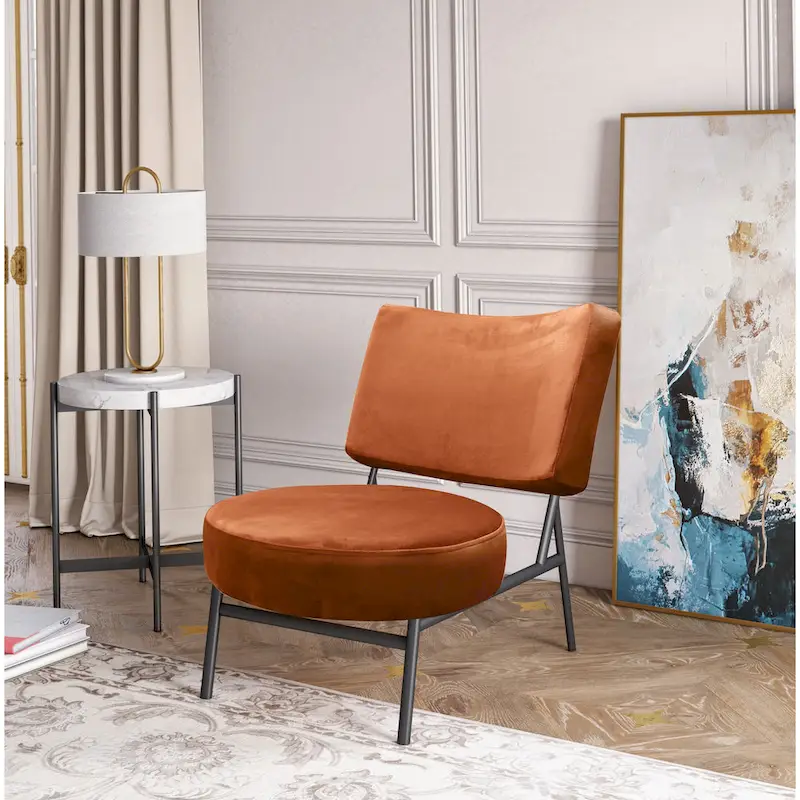Sami Modern Orange Velvet Accent Chair