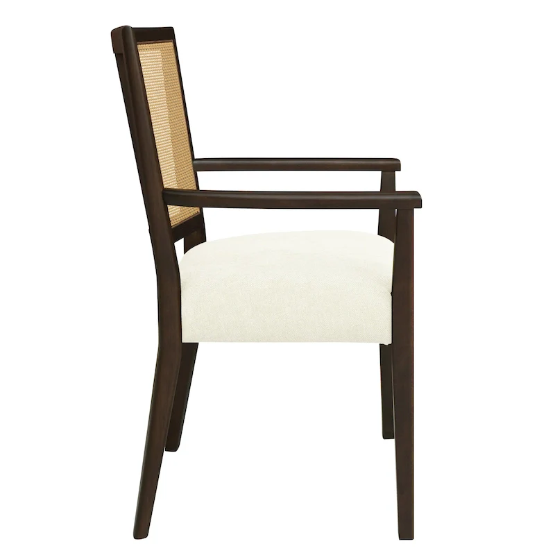 Christopher Knight Home - Harrison Mid-Century Upholstered Arm Dining Chair Set of 2 with Rattan Back