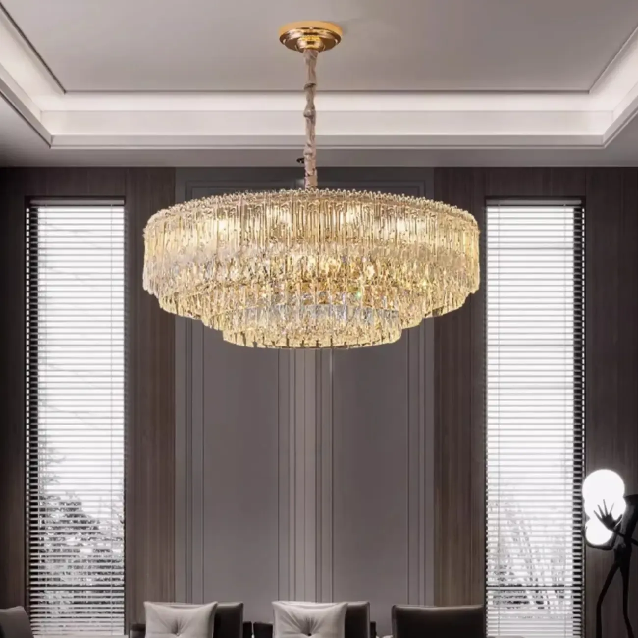 Adjustable Modern Luxury Crystal Chandelier with Multi-Tier