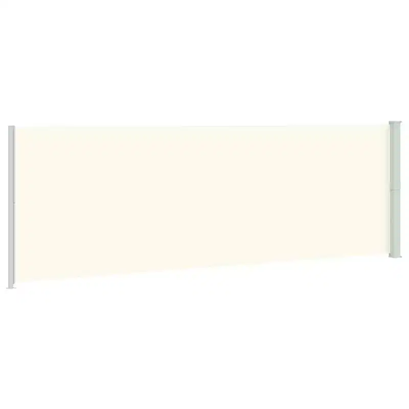 vidaXL Side Awning Cream Polyester with PU coating, powder-coated steel
