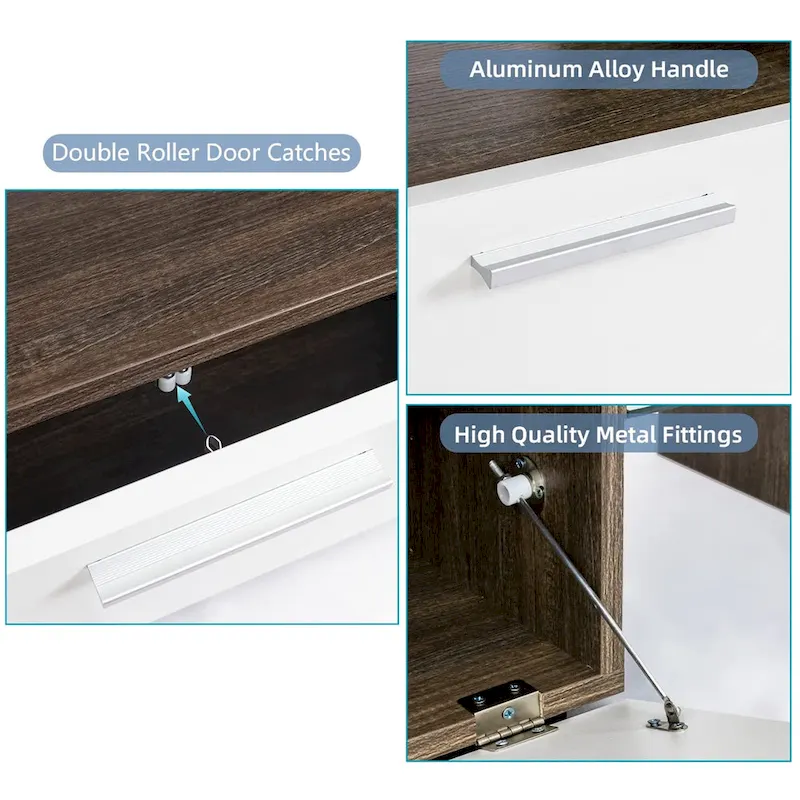 51  Modern LED TV Stand with Cabinet, 20 Minutes Quick Assembly - 51.18inch*13.78inch*17.72inch