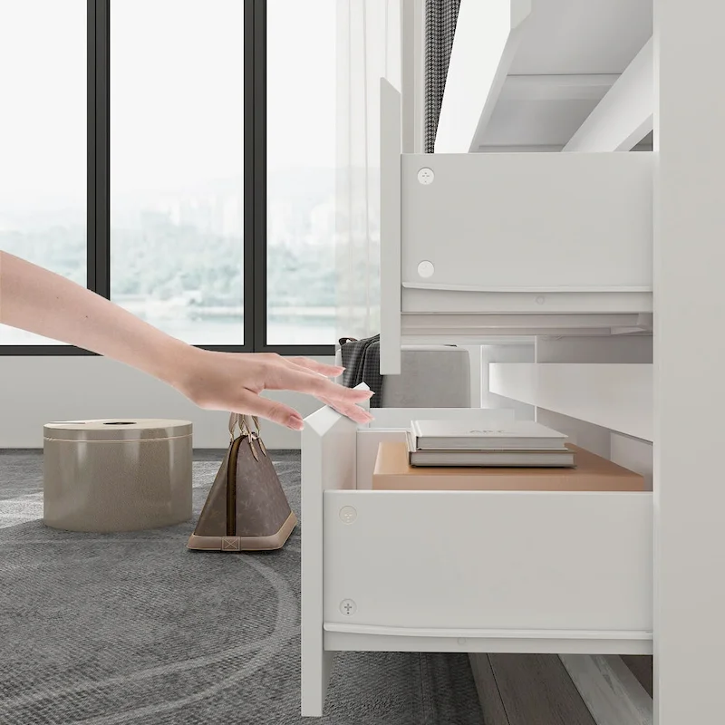 Timechee Home Rotating Dresser and Desk 6 Drawer Dresser Vanity Makeup