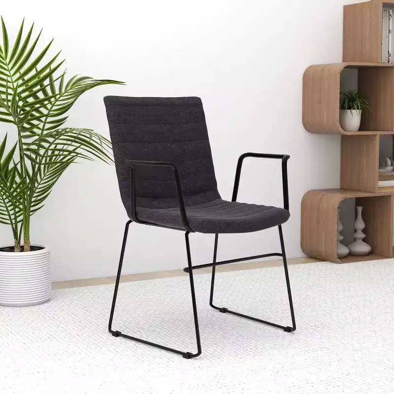 LeisureMod Ergonomic Office Chair Upholstered in Leather/Polyester with Powder-Coated Stainless Steel Frame Padded Seat and Back Zylar Collection