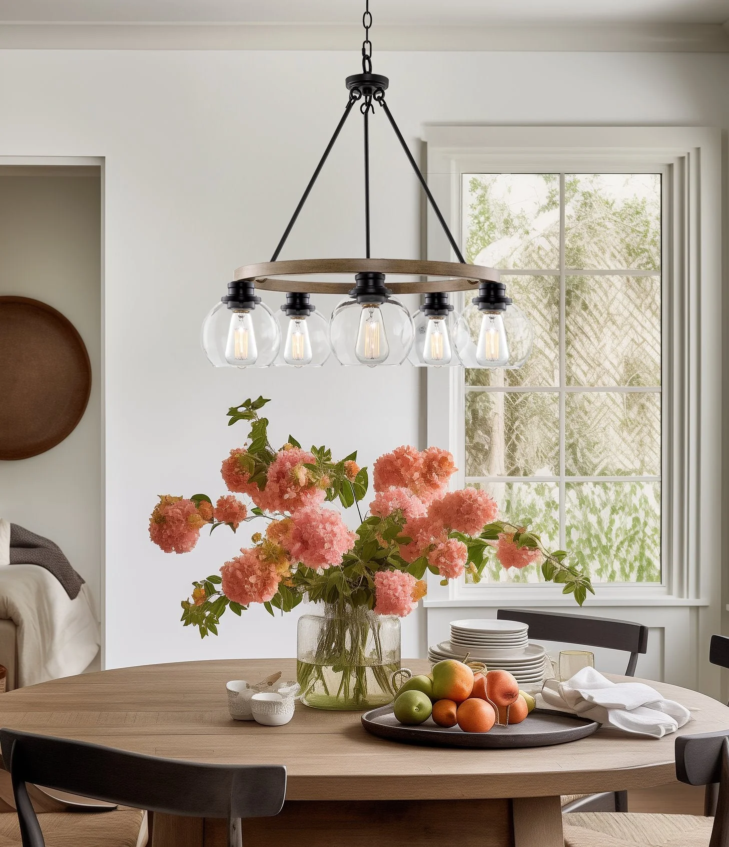 Elwood 25 5-Light Industrial Rustic Farmhouse Wagon Wheel Chandelier