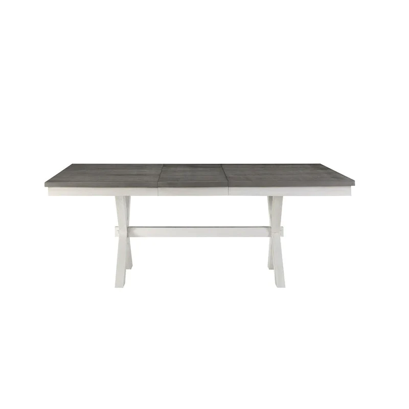 Gray & White Two-Tone Extendable Dining Table, Seats 6–8