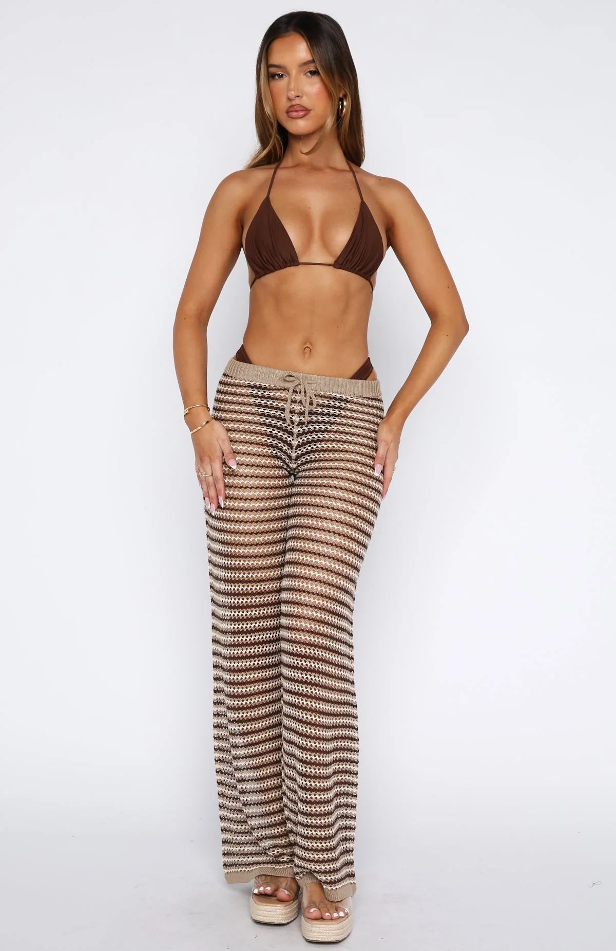 Singing Love Song Crochet Pants Chocolate Stripe