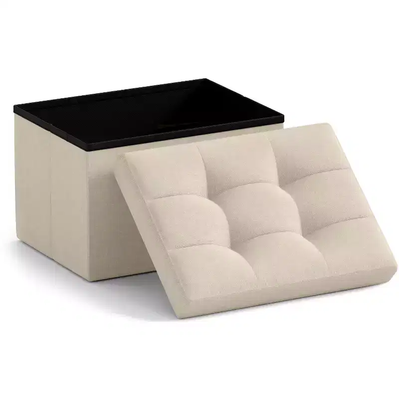 Ornavo Home Collapsible Rectangle Small Storage Ottoman - 12 x 16 x 12
