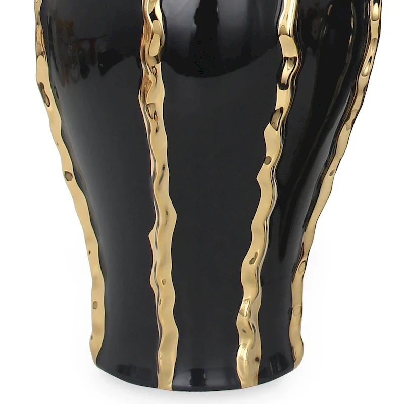 25  Black and Gold Striped Urn Ceramic Ginger Jar