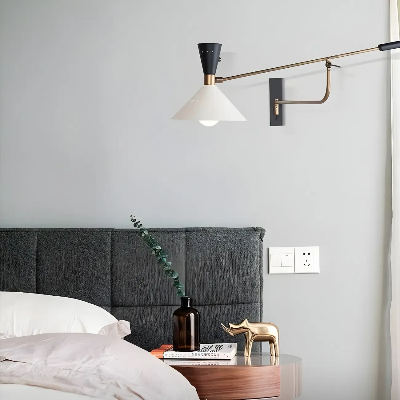 Modern Iron Shade Metal Swing Arm Wall Light