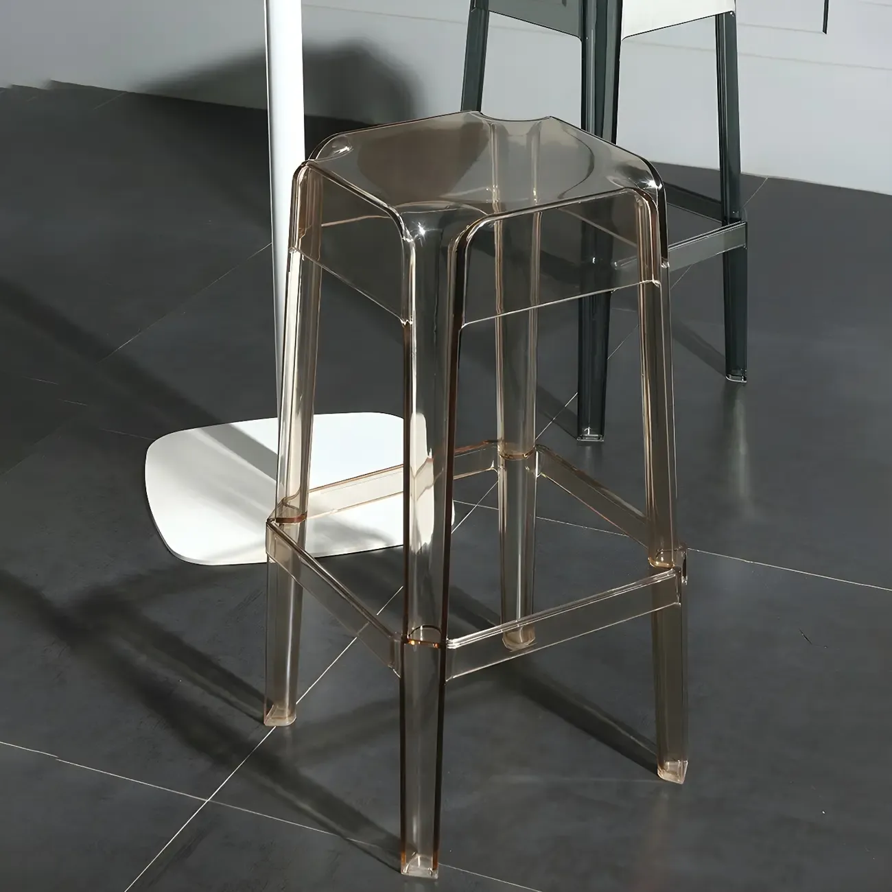 Modern Acrylic Four Legs Square Counter Bar Stool
