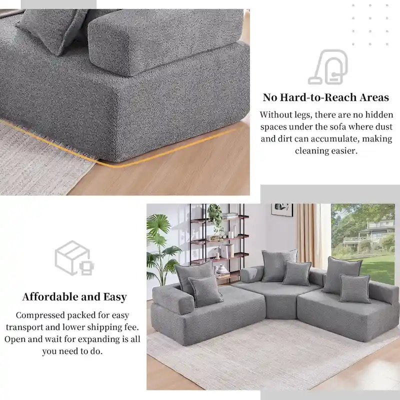 DIY Customization Boucle Upholstered Modular Sectional Sofa