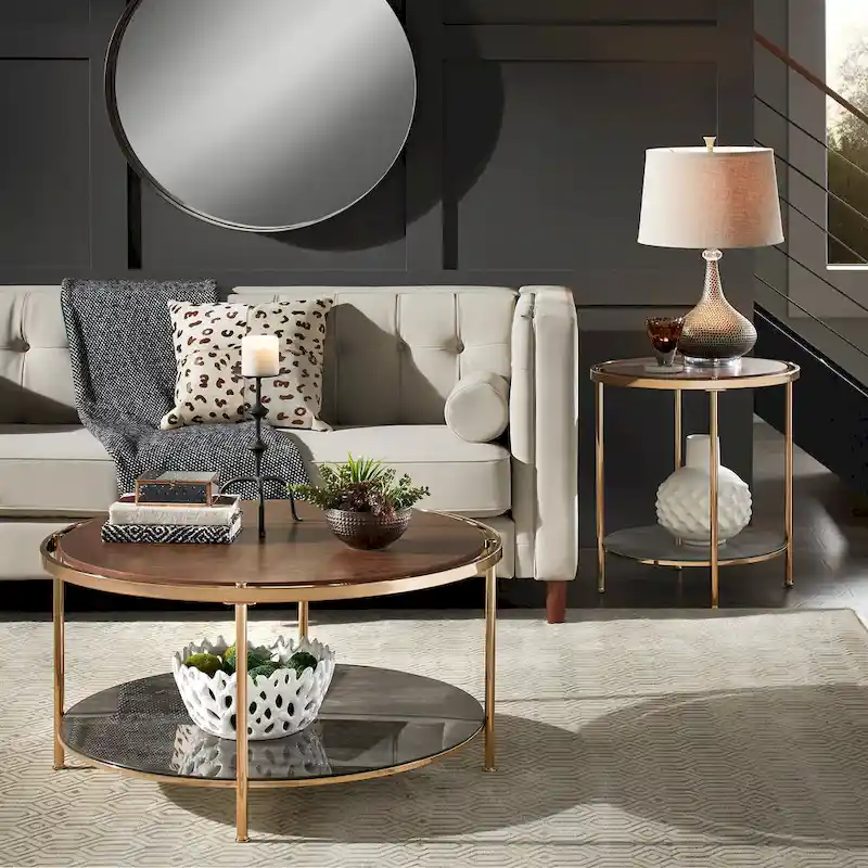 Celsus Champagne Gold Coffee Table Set with Storage by iNSPIRE Q Bold