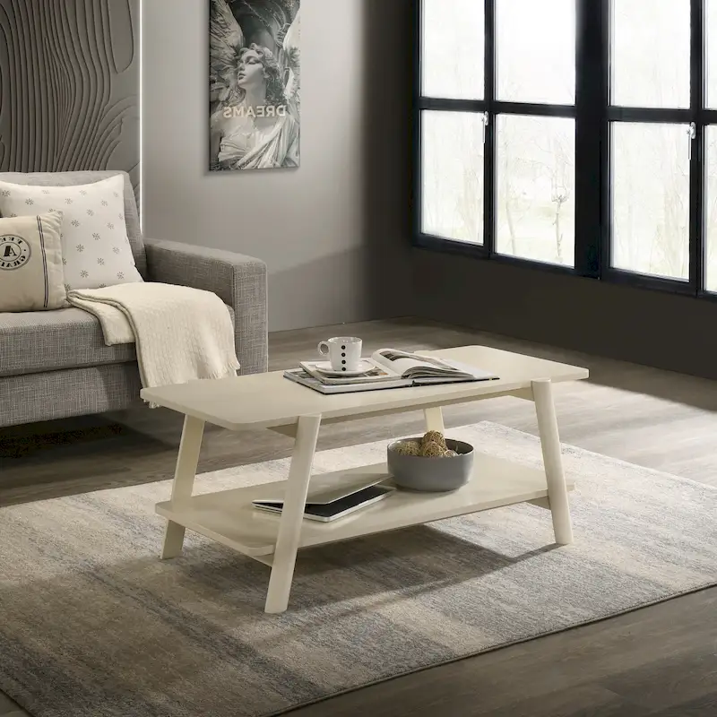 Mid-Century Modern Wood Shelf Coffee Table