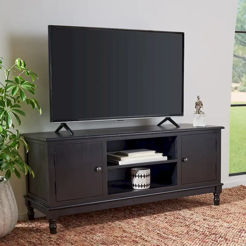 Farmhouse TV Media Stand with 2 Doors & 2 Open Shelves – 47Wx16Dx20H