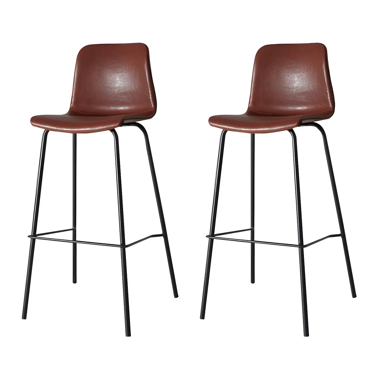 Brown Saddle Metal Frame Leather Counter Stools with Backs