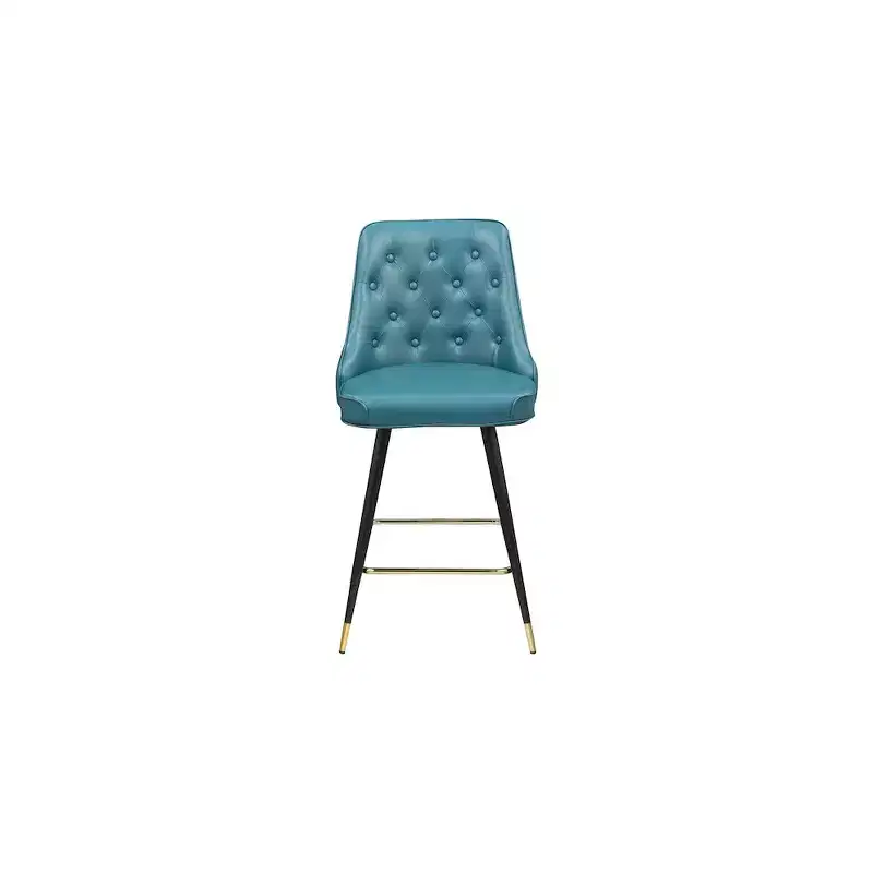 Meridian Furniture,Portnoy Teal Vegan Leather Counter/Bar Stool, Set of 2
