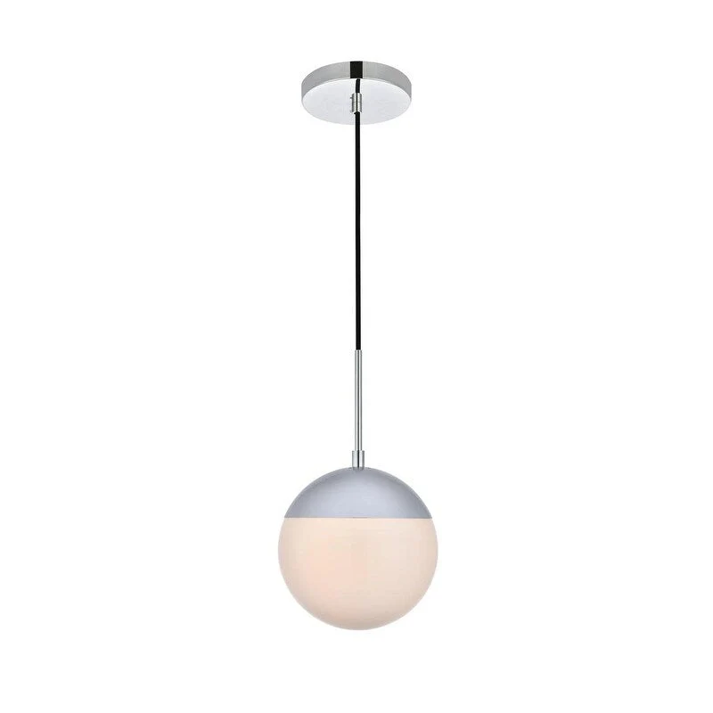 Frosted White Glass 1-Light 8-inch Pendant
