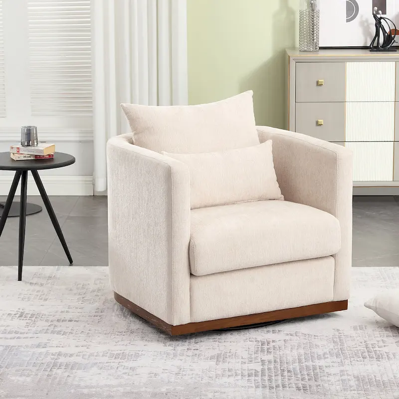 Swivel Barrel Chair, Comfy Round Accent Sofa Chair for Living Room, 360 Degree Swivel Barrel Club Chair