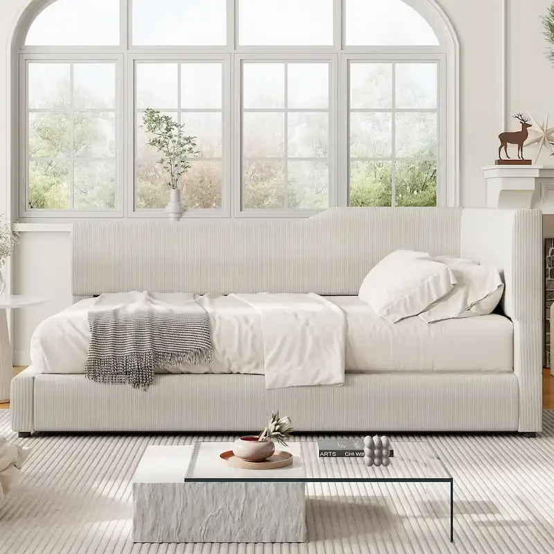 Full L-Shaped Daybed with Solid Frame