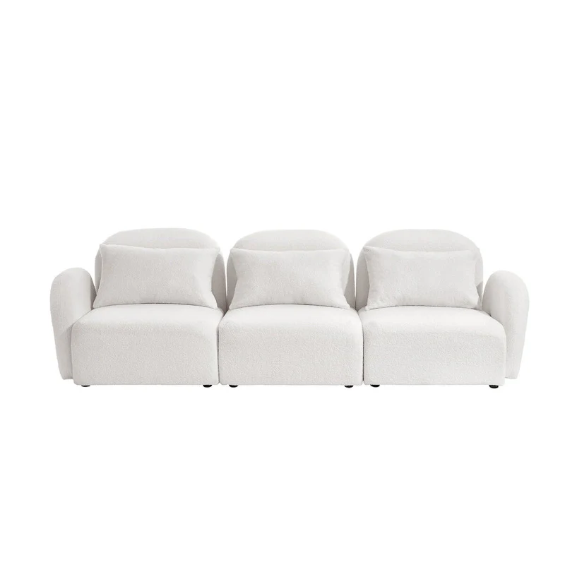 Living Room Furniture Three Seat Lazy Sofa Teddy Fabric White,High quality and durable