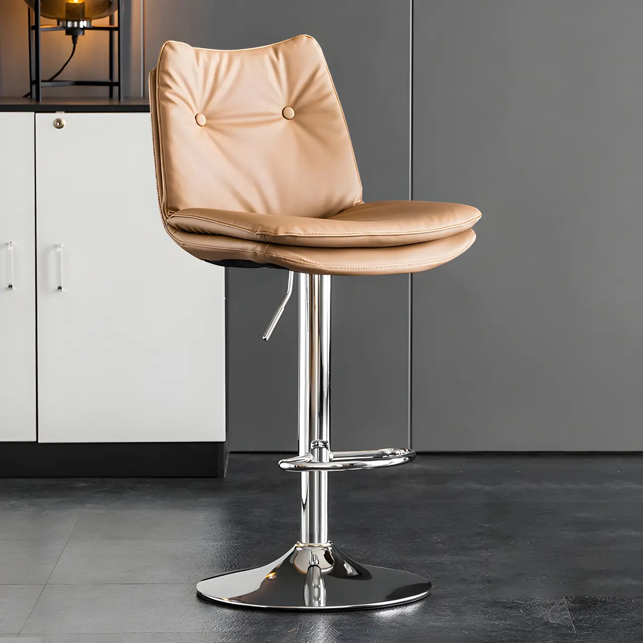 Modern Adjustable Leather Swivel Bar Stools