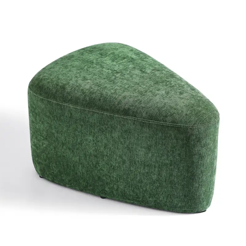Triangular Chenille Fabric Pouf Ottoman