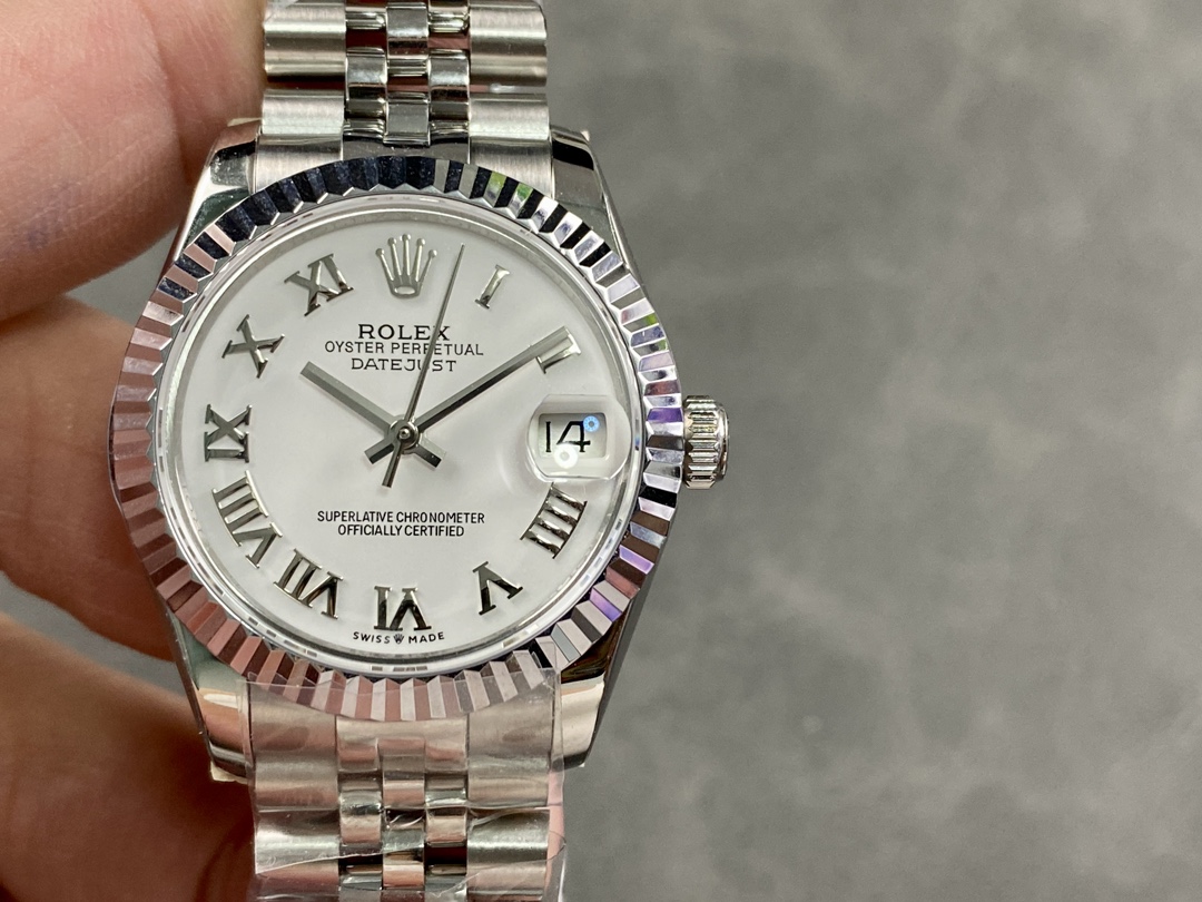 Clean Factory 2236 Rolex Datejust 36mm White Dial Roman Numerals Replica Watch