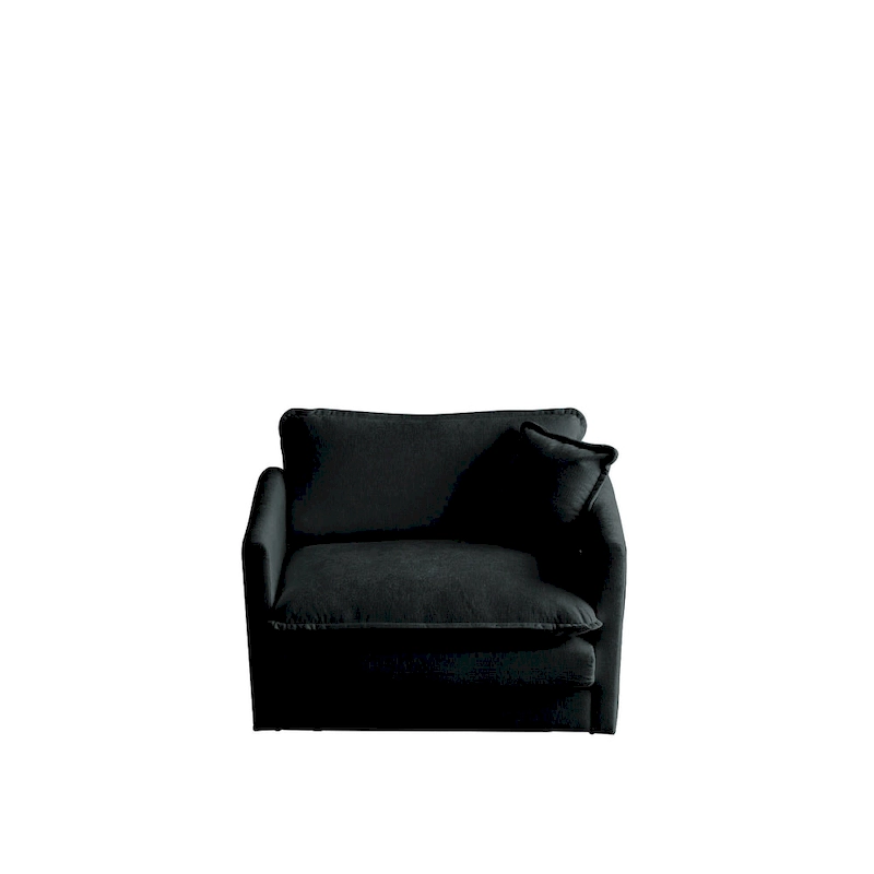 Black 3-Piece Chenille Sofa Set with Loveseat and 2 Single Sofas
