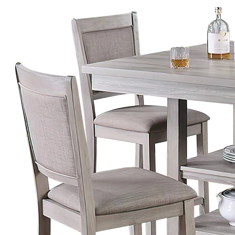 5 Piece Counter Height Dining Set, Table and 4 Chairs, Padded Seats, Gray