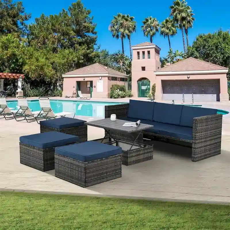 5 Set Wicker Furniture,Patio Furniture,Seasonal PE Wicker Furniture