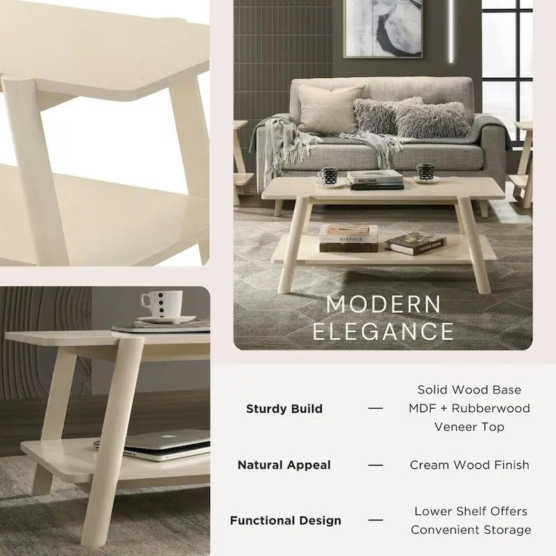 Mid-Century Wood Shelf Coffee Table