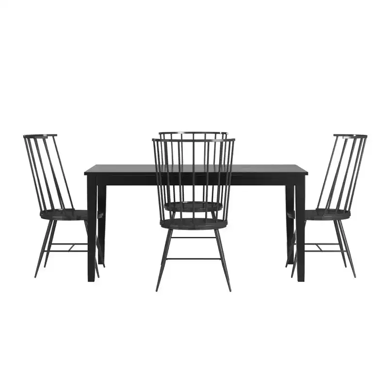Salido Black Mixed Back Finish Dining Set - 5-Piece - iNSPIRE Q