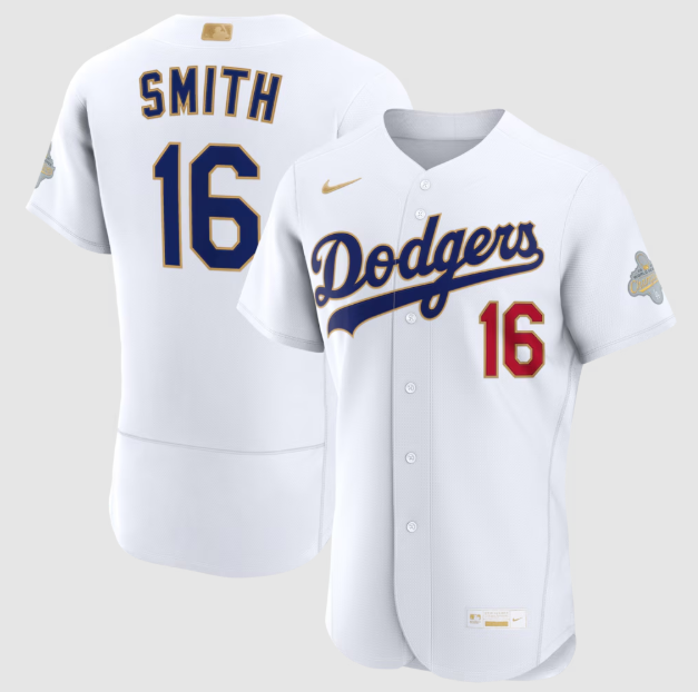 Los Angeles Dodgers Will Smith White 2026 Gold Collection Authentic Jersey