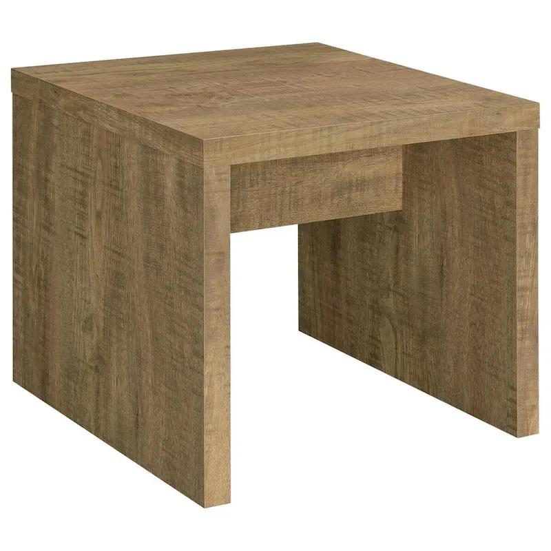 24-inch Square End Table with Rough Hewn Saw Marks - Natural Brown Wood
