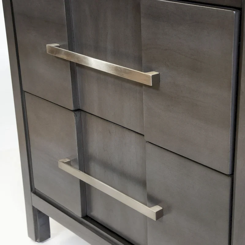 Solid Wood 2-Drawer Nightstand - Light Oak/Espresso/Grey