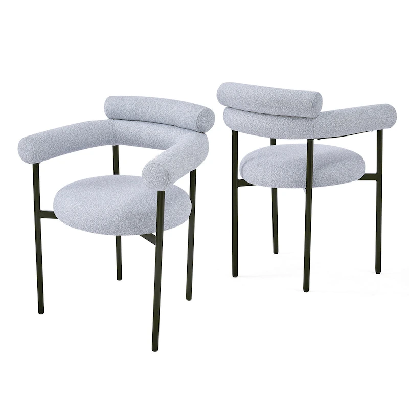 Naci Modern Fabric Arm Dining Chairs with Metal legs by Christopher Knight Home