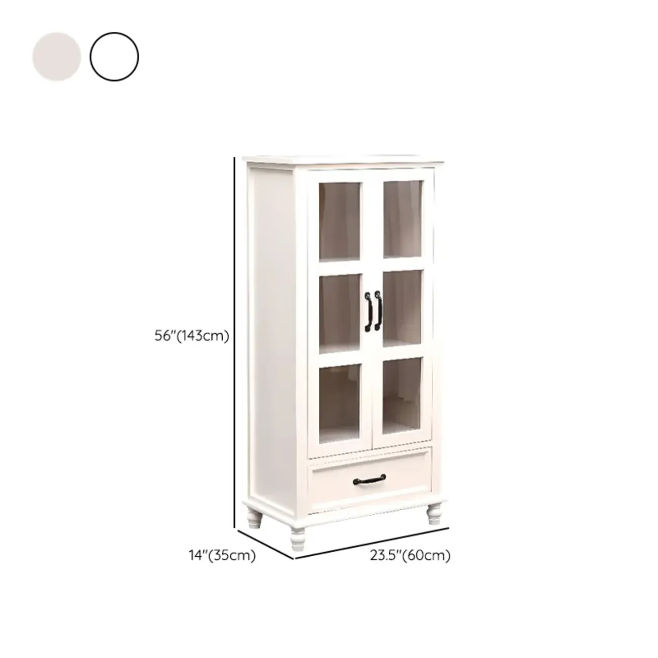 Freestanding Solid Wood White Cabinet with Drawers