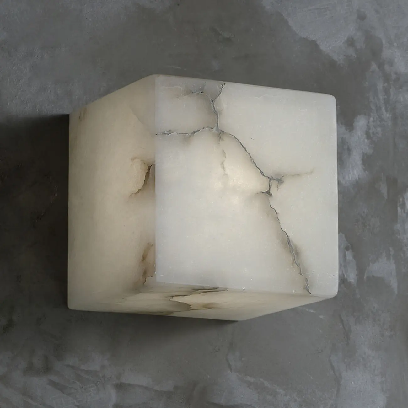 Contemporary Gray-white Cubic Alabaster Indoor Wall Sconce