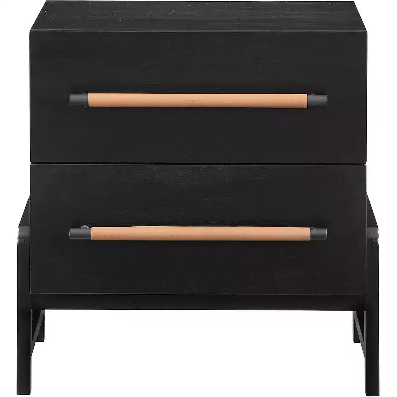 Meridian Furniture,Kaya Black Vegan Leather Nightstand