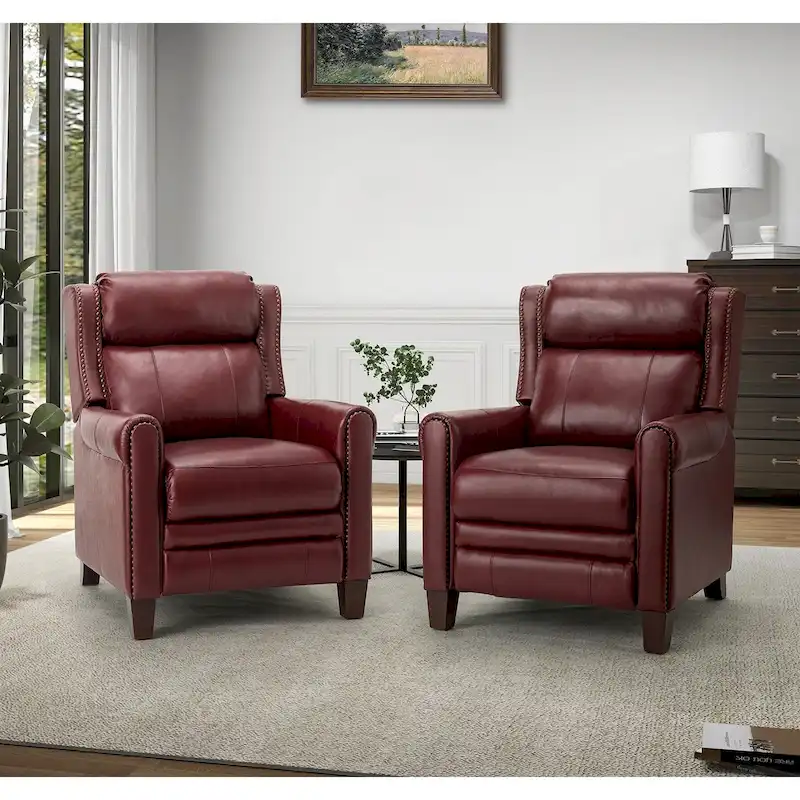 Felisa 32.48 Wide Genuine Leather Manual Recline Set of 2