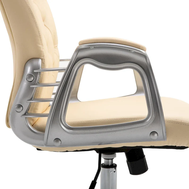 Faux Leather Office Chair with Tufted Backrest and Swivel Wheels