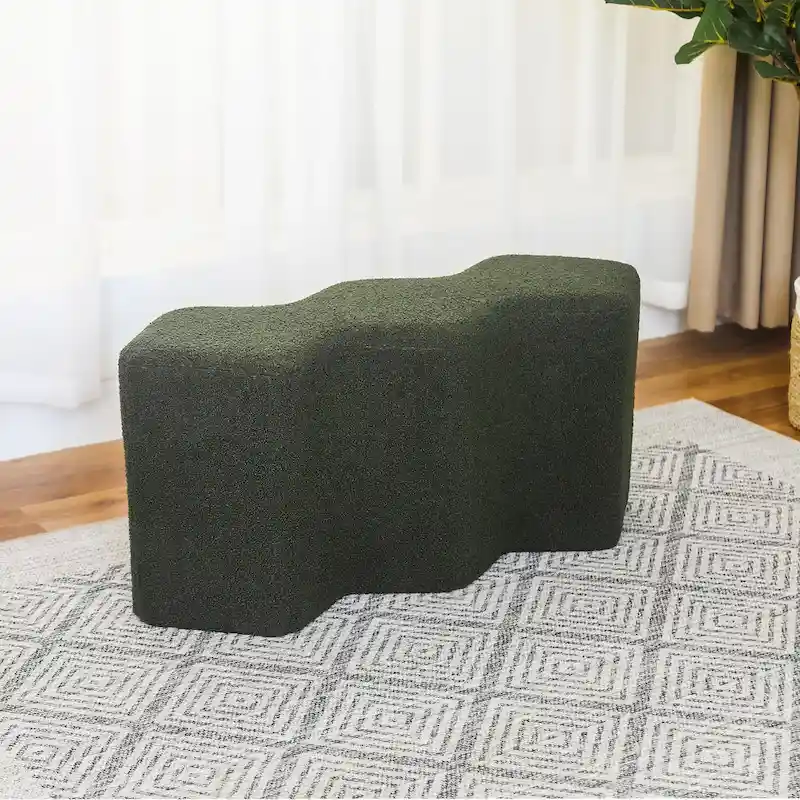 Adeco 35   Long Ottoman Bench Velvet Polygon Foot Stool