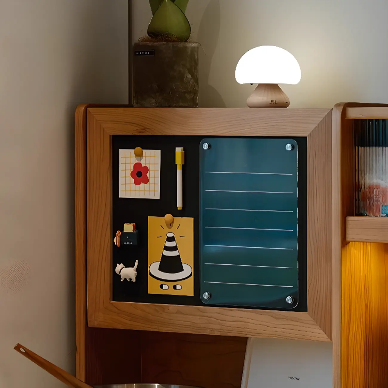 Modern Wood Sideboard with Cabinets and Stone Top