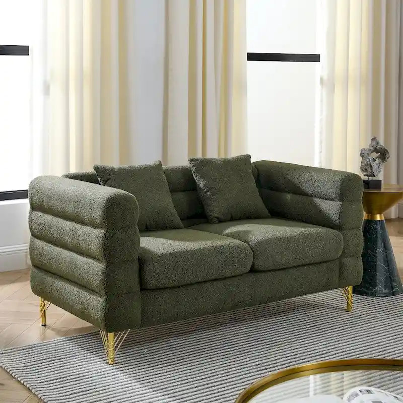 2-Seater Loveseat Sofa with 2 Throw Pillows