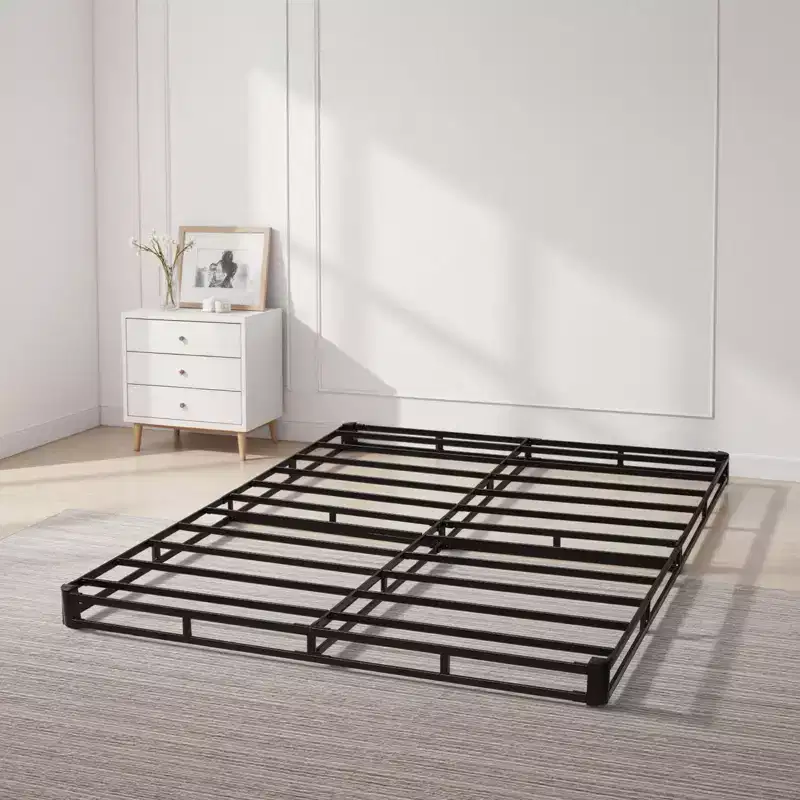 VEVOR Box Spring, Queen Size Bed Frame with Washable Fabric Cloth, Heavy Duty Metal Frame for Queen Bed, 4 in Mattress Foundation,Black