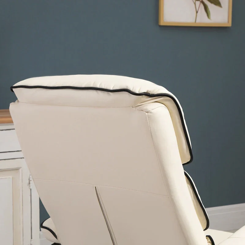 360 Swivel PU Leather Recliner Adjustable Lounge Chair High Back Armchair with Ottoman and Thick Foam Padding